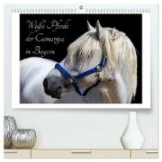 Weiße Pferde der Camargue in Bayern (hochwertiger Premium Wandkalender 2024 DIN A2 quer), Kunstdruck in Hochglanz