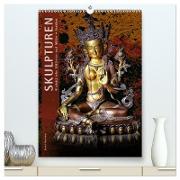 SKULPTUREN Hinduistische Göttinnen und Götter ¿ Buddhas (hochwertiger Premium Wandkalender 2024 DIN A2 hoch), Kunstdruck in Hochglanz