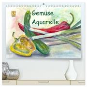 Gemüse Aquarelle (hochwertiger Premium Wandkalender 2024 DIN A2 quer), Kunstdruck in Hochglanz