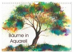 Bäume in Aquarell (Wandkalender 2024 DIN A4 quer), CALVENDO Monatskalender