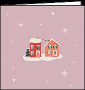 Doppelkarte. Klein - Weihnachtliche Häuser / blanko