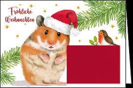 Doppelkarte. Fröhliche Weihnachten (Hamster)