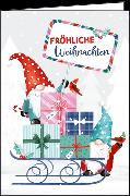 Doppelkarte. Fröhliche Weihnachten (Wichtel auf Schli