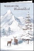 Doppelkarte. Schöne Weihnachtszeit (Hirsche im Schnee