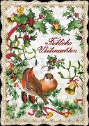 Postkarte. Auguri - Fröhliche Weihnachten (Rotkehlchen)