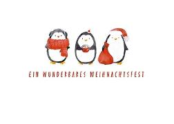 Postkarte. Ein wunderbares Weihnachtsfest (Pinguine