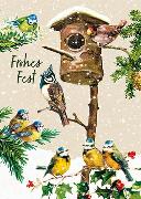Postkarte. Frohe Weihnachten (Vögel)