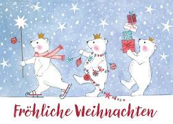 Postkarte. Fröhliche Weihnachten (Eisbären)