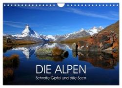 DIE ALPEN - Schroffe Gipfel und stille Seen (Wandkalender 2024 DIN A4 quer), CALVENDO Monatskalender