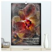 Shabby - Orchidee, Interpretation auf alten Fotoplatten (hochwertiger Premium Wandkalender 2024 DIN A2 hoch), Kunstdruck in Hochglanz