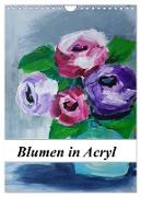 Blumen in Acryl (Wandkalender 2024 DIN A4 hoch), CALVENDO Monatskalender