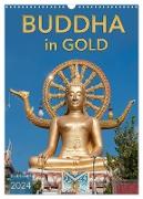 BUDDHA in GOLD (Wandkalender 2024 DIN A3 hoch), CALVENDO Monatskalender
