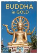 BUDDHA in GOLD (Wandkalender 2024 DIN A2 hoch), CALVENDO Monatskalender