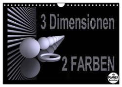 3 Dimensionen - 2 Farben (Wandkalender 2024 DIN A4 quer), CALVENDO Monatskalender