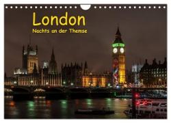 London - Nachts an der Themse (Wandkalender 2024 DIN A4 quer), CALVENDO Monatskalender