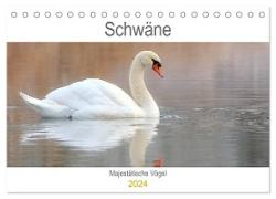 Schwäne Majestätische Vögel (Tischkalender 2024 DIN A5 quer), CALVENDO Monatskalender
