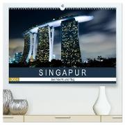 Singapur bei Nacht und Tag (hochwertiger Premium Wandkalender 2024 DIN A2 quer), Kunstdruck in Hochglanz