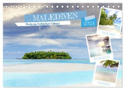 Malediven, Perle im Indischen Ozean (Tischkalender 2024 DIN A5 quer), CALVENDO Monatskalender