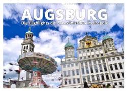 Augsburg ¿ Die Highlights der schwäbischen Metropole (Wandkalender 2024 DIN A2 quer), CALVENDO Monatskalender