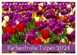Farbenfrohe Tulpen 2024 (Tischkalender 2024 DIN A5 quer), CALVENDO Monatskalender