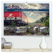 Lokomotiven und Wagen - Verfallen und vergessen auf dem Abstellgleis (hochwertiger Premium Wandkalender 2024 DIN A2 quer), Kunstdruck in Hochglanz