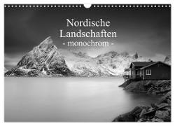 Nordische Landschaften - monochrom (Wandkalender 2024 DIN A3 quer), CALVENDO Monatskalender