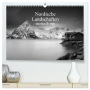 Nordische Landschaften - monochrom (hochwertiger Premium Wandkalender 2024 DIN A2 quer), Kunstdruck in Hochglanz