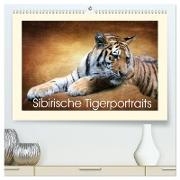 Sibirische Tigerportraits (hochwertiger Premium Wandkalender 2024 DIN A2 quer), Kunstdruck in Hochglanz