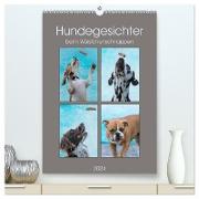 Hundegesichter beim Würstchenschnappen (hochwertiger Premium Wandkalender 2024 DIN A2 hoch), Kunstdruck in Hochglanz