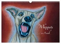 Whippets in Pastell (Wandkalender 2024 DIN A3 quer), CALVENDO Monatskalender