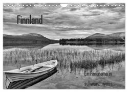 Finnland Panorama in schwarz-weiss (Wandkalender 2024 DIN A4 quer), CALVENDO Monatskalender