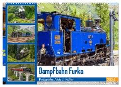 Dampfbahn Furka 2024 (Wandkalender 2024 DIN A2 quer), CALVENDO Monatskalender