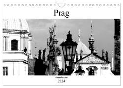 Prag monochrom (Wandkalender 2024 DIN A4 quer), CALVENDO Monatskalender