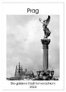 Prag - Die goldene Stadt in monochrom (Wandkalender 2024 DIN A2 hoch), CALVENDO Monatskalender