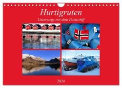Hurtigruten - Unterwegs mit dem Postschiff (Wandkalender 2024 DIN A4 quer), CALVENDO Monatskalender