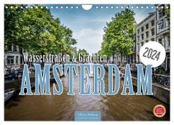 Amsterdam - Wasserstraßen und Grachten (Wandkalender 2024 DIN A4 quer), CALVENDO Monatskalender