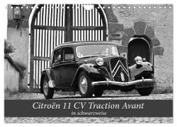 Citroën 11 CV Traction Avant in schwarzweiss (Wandkalender 2024 DIN A4 quer), CALVENDO Monatskalender