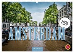 Amsterdam - Wasserstraßen und Grachten (Wandkalender 2024 DIN A2 quer), CALVENDO Monatskalender
