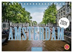 Amsterdam - Wasserstraßen und Grachten (Tischkalender 2024 DIN A5 quer), CALVENDO Monatskalender