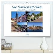 Die Hansestadt Stade - Schwedenfestung an der Elbe (hochwertiger Premium Wandkalender 2024 DIN A2 quer), Kunstdruck in Hochglanz