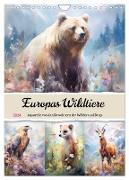 Europas Wildtiere. Aquarelle von den Bewohnern der Wälder und Berge (Wandkalender 2024 DIN A4 hoch), CALVENDO Monatskalender