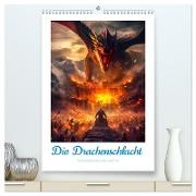 Die Drachenschlacht (hochwertiger Premium Wandkalender 2024 DIN A2 hoch), Kunstdruck in Hochglanz