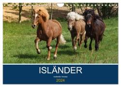 Isländer - icelandic horses (Wandkalender 2024 DIN A4 quer), CALVENDO Monatskalender