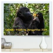 Ugandas friedliche Berggorillas (hochwertiger Premium Wandkalender 2024 DIN A2 quer), Kunstdruck in Hochglanz