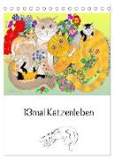 13mal Katzenleben (Tischkalender 2024 DIN A5 hoch), CALVENDO Monatskalender