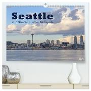 Seattle - 12,5 Stunden in einer Metropole (hochwertiger Premium Wandkalender 2024 DIN A2 quer), Kunstdruck in Hochglanz