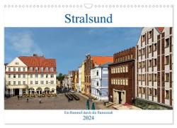 Ein Bummel durch die Hansestadt Stralsund (Wandkalender 2024 DIN A3 quer), CALVENDO Monatskalender