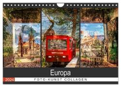Europa Foto-Kunst Collagen (Wandkalender 2024 DIN A4 quer), CALVENDO Monatskalender