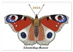 Schmetterlinge illustriert (Wandkalender 2024 DIN A2 quer), CALVENDO Monatskalender