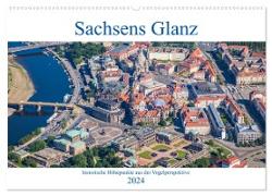 Sachsens Glanz - historische Höhepunkte aus der Vogelperspektive (Wandkalender 2024 DIN A2 quer), CALVENDO Monatskalender